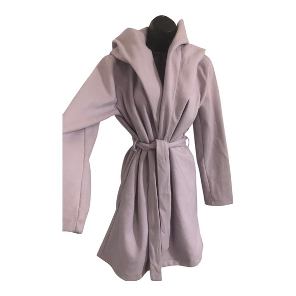 Haute monde lilac light purple oversized hood belted coat size large brand new - Picture 2 of 12